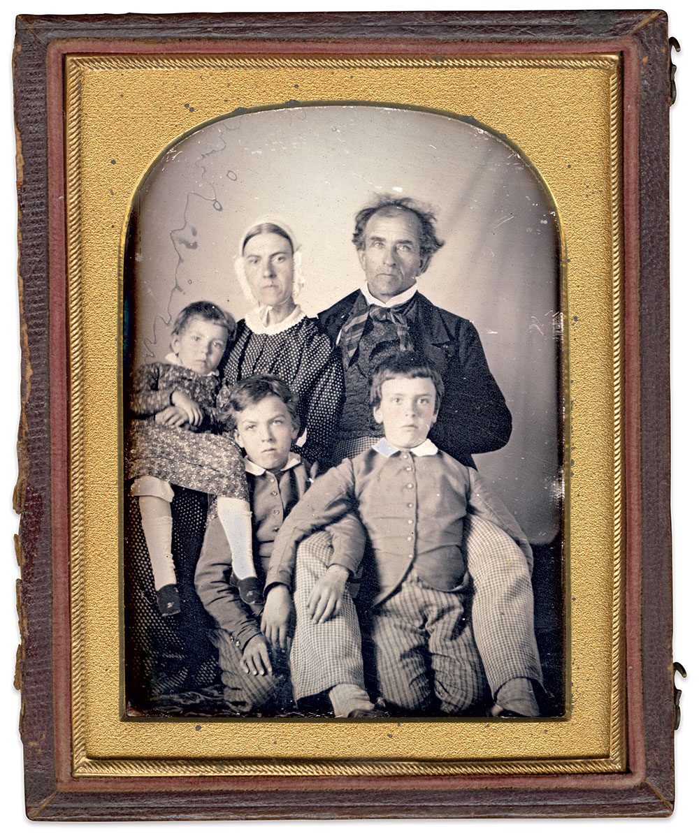 South Carolina abolitionist Angelina Grimké Weld (1805-1879), her husband Theodore Dwight Weld, and their children, circa 1850. Quarter plate daguerreotype by an unidentified photographer. William L. Clements Library, University of Michigan. 