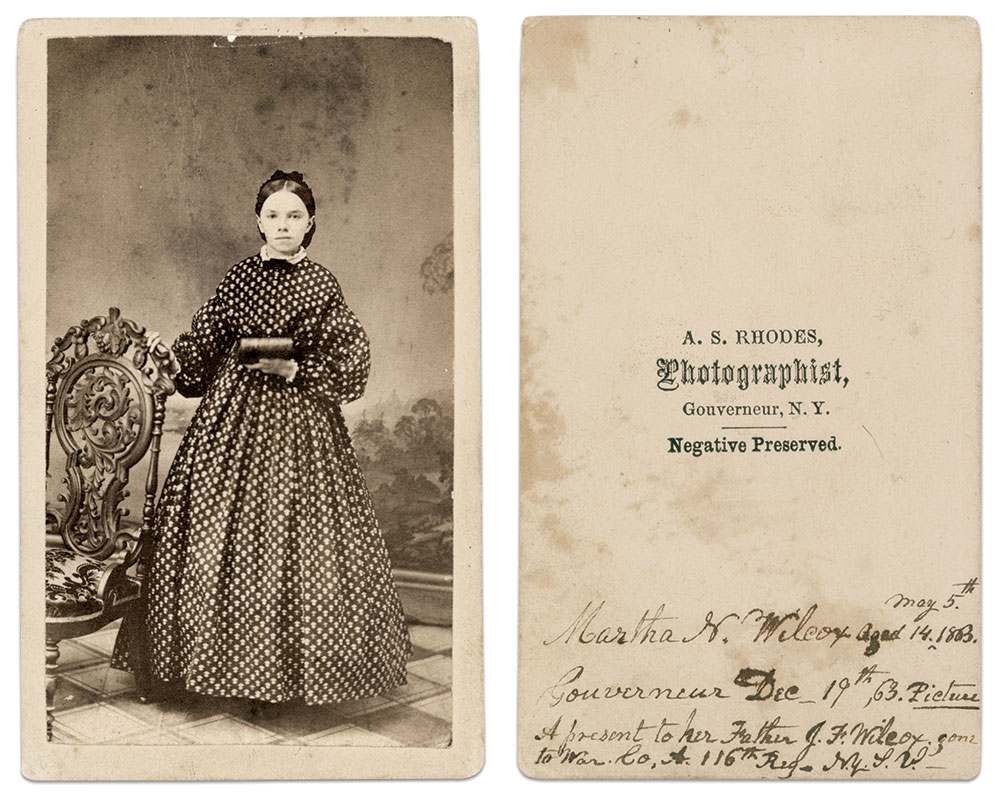 Carte de visite by A.S. Rhodes of Gouverneur, N.Y. Randy Beck Collection.