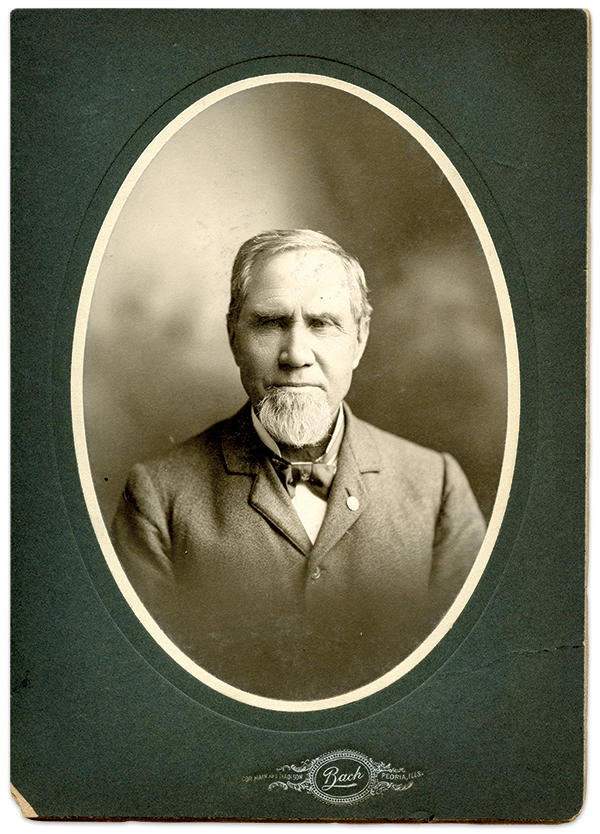 Longest serving POW. Bassett spent about 16 months in captivity. His first escape, in February 1864 with 108 comrades through a tunnel at Libby Prison, ended with his recapture a few days later. Gelatin silver print by Bach of Peoria, Ill. Peoria Public Library.