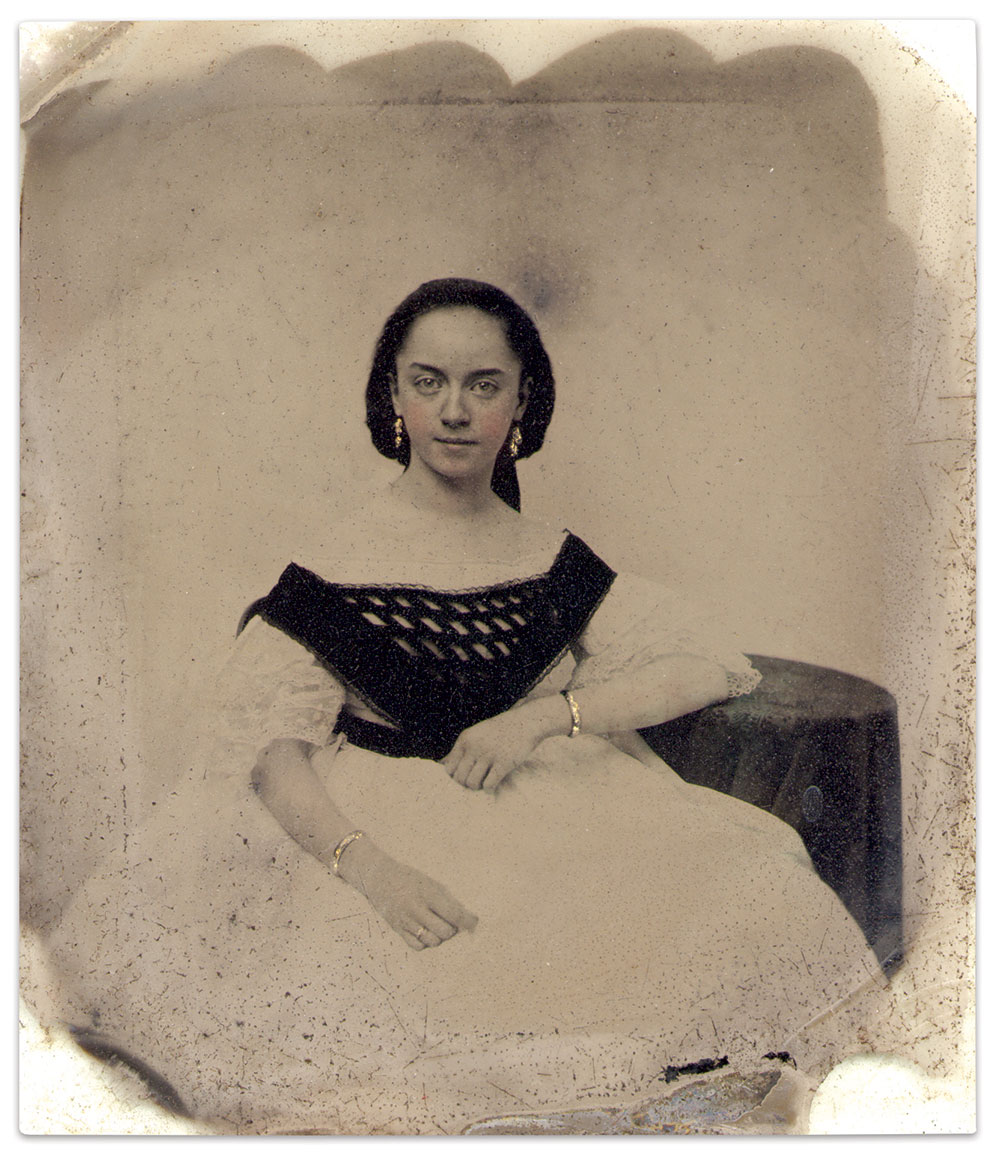 Elizabeth, pictured in a sixth-plate ambrotype, and Will, in a postwar image.