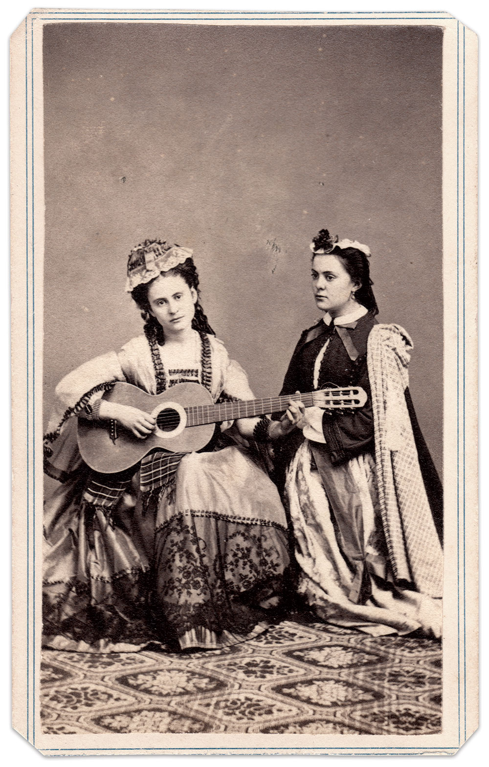 Ellie Paige and Grace Hilton. Carte de visite by Jordan H. and Jacob L. Abbott of Albany, N.Y. Author’s collection.