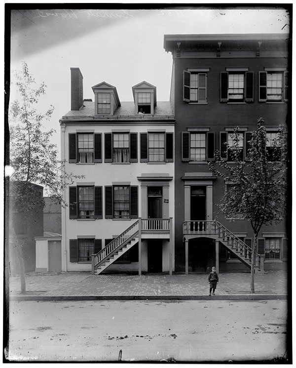 The Surratt house. Glass plate negative from the Brady-Handy Collection, Library of Congress.