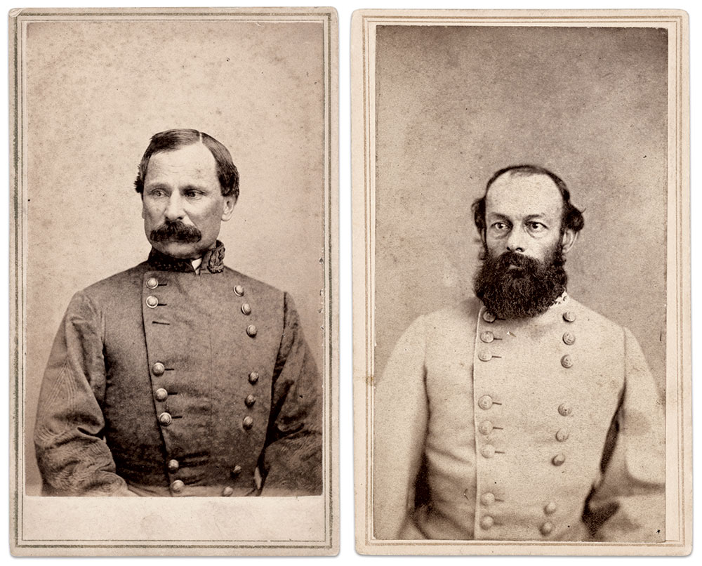 Will served on the staff of Maj. Gen. Cadmus M. Wilcox, left, at the war’s end. Refusing to surrender, he left for Texas to join up with Gen. Edmund Kirby Smith, right. Cartes de visite by Mathew B. Brady of New York City, left, and Tanner & Van Ness of Lynchburg, Va. Library of Congress.