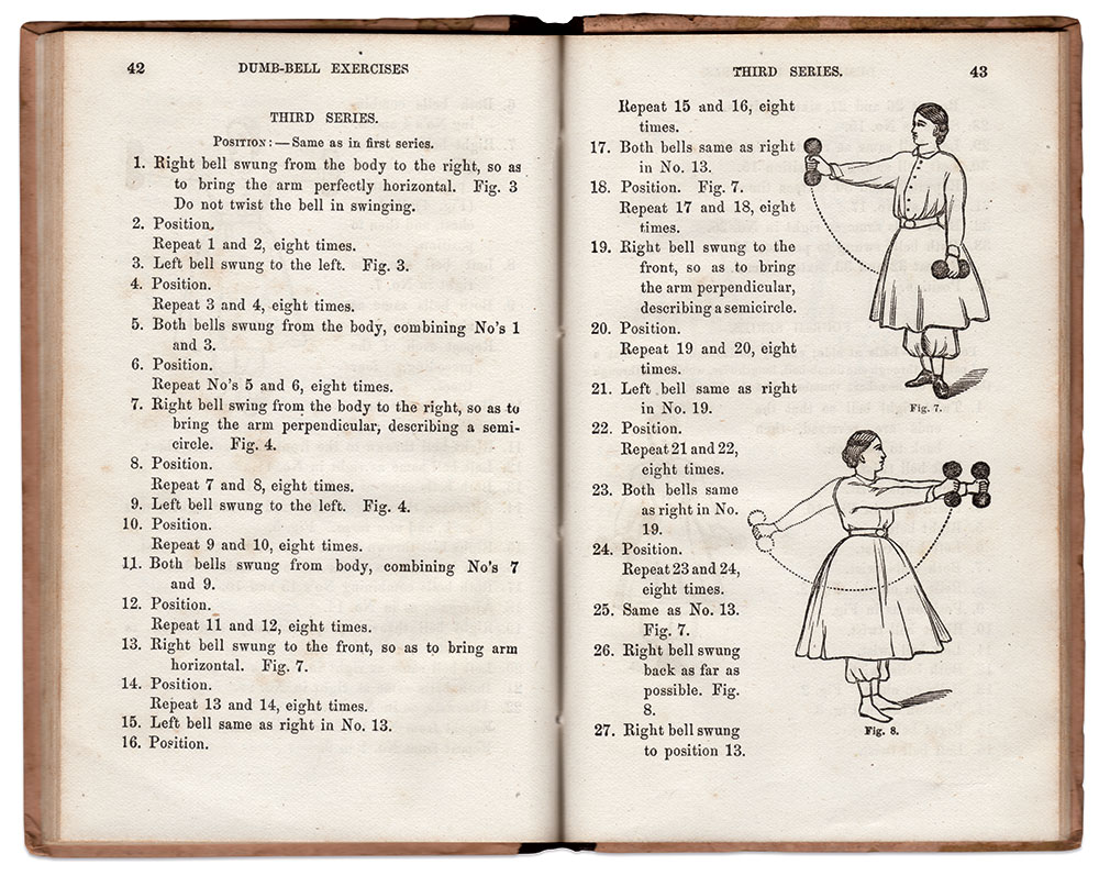 Page from the James H. Smart’s 1864 guide, A Manual of Free Gymnastic Dumb-Bell Exercises.