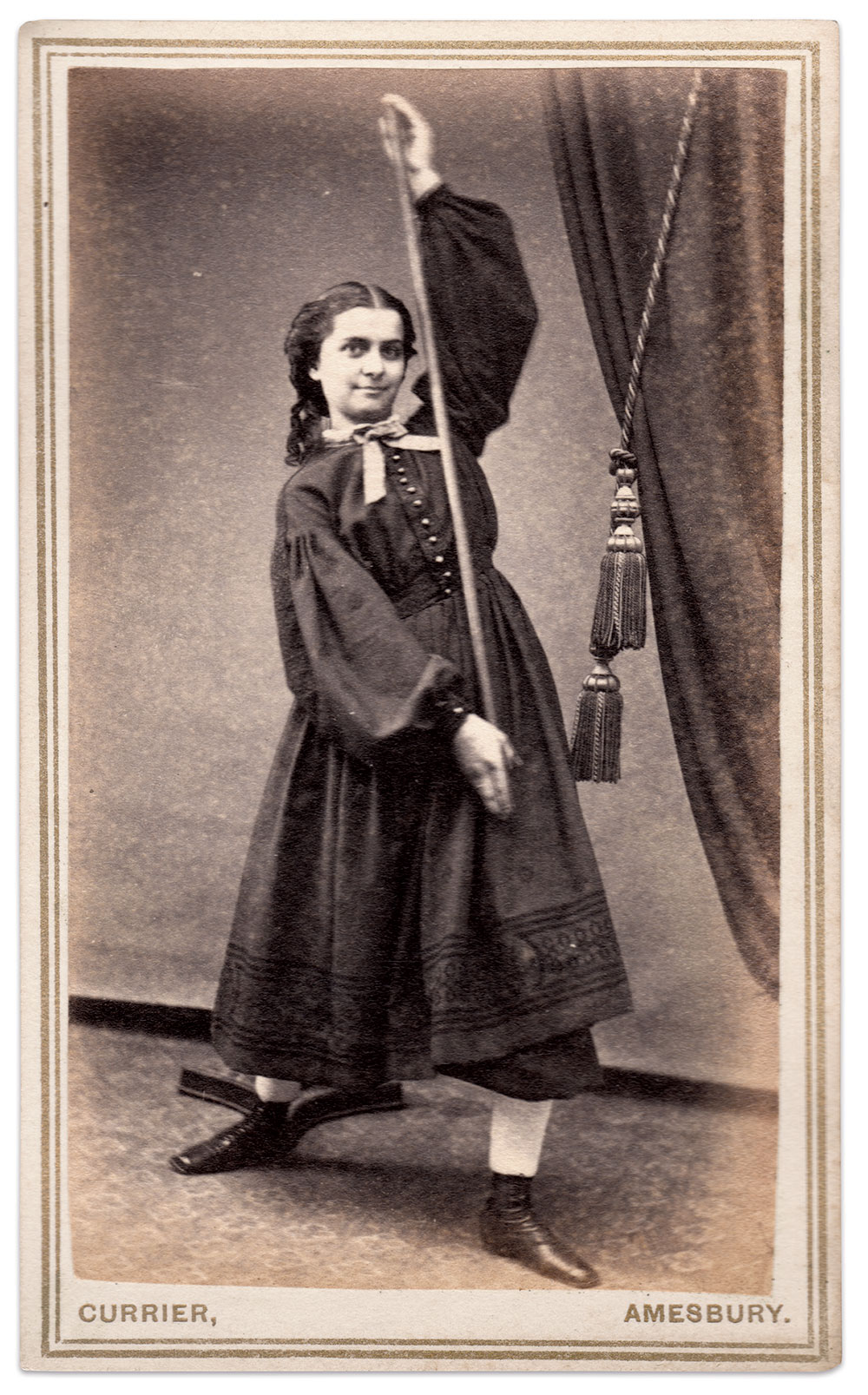 Exercising with a wand. Carte de visite by Currier of Amesbury, Mass.