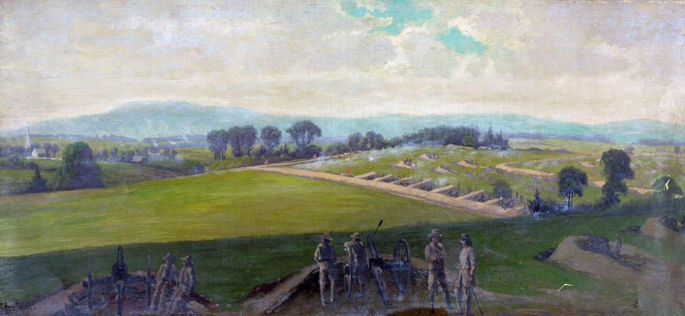 “Last Stand of the Army of Northern Virginia” by Edwin Forbes pictures Gen. Robert E. Lee’s forces entrenched near Hagerstown, Md., after the Battle of Gettysburg, awaiting the rain-swollen Potomac River to recede. Library of Congress.