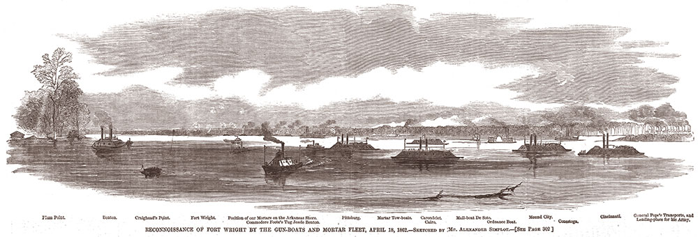 This Harper’s Weekly illustration of a Brown Water Navy reconnaissance occurred about a month before the action at Plum Point Bend.