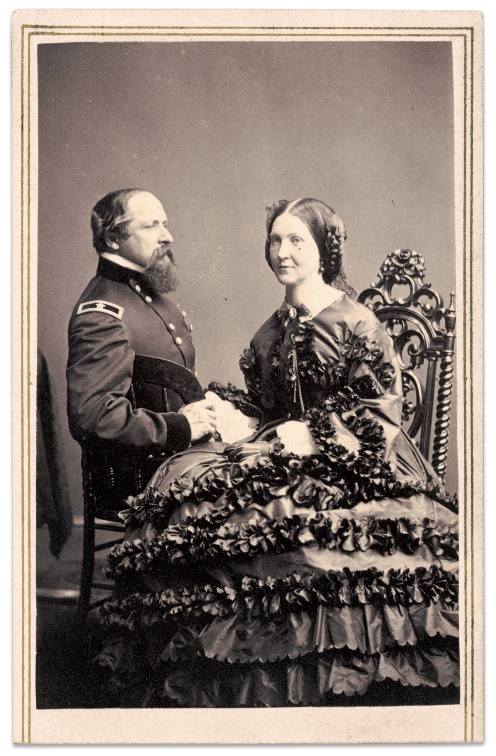 Brigadier Gen. Ricketts and his wife, Fanny. Carte de visite by Mathew B. Brady of New York City. The Liljenquist Family Collection at the Library of Congress.